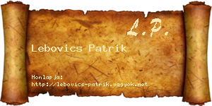 Lebovics Patrik névjegykártya